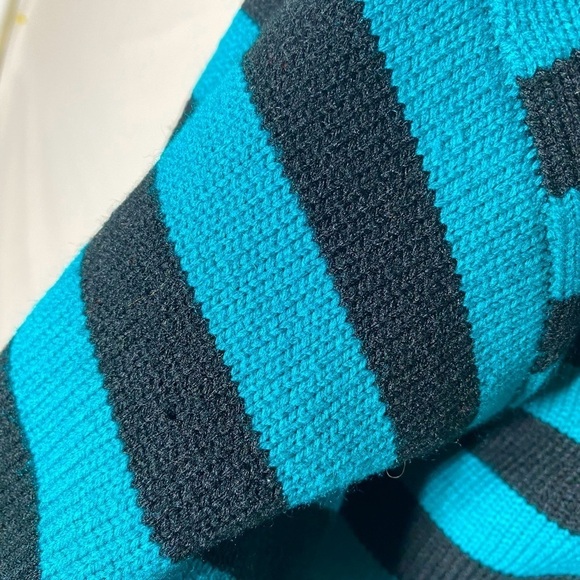 Vintage Graffiti Oversized Green Black Striped Crew Neck Knit Sweater S - Picture 11 of 13